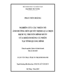 Luận văn Thạc sĩ Quản trị kinh doanh: Nghiên cứu các nhân tố ảnh hưởng đến ý định lựa chọn dịch vụ truyền hình MyTV của khách hàng cá nhân tại tỉnh Quảng Bình