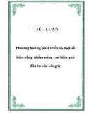 TIỂU LUẬN: Phương hướng phát triển và một số biện pháp nhằm nâng cao hiệu quả đầu tư của công ty