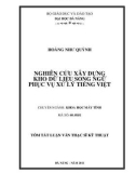 Luận văn: Nghiên cứu xây dựng kho dữ liệu song ngữ phục vụ xử lý tiếng Việt