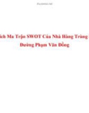 Đề tài: Phân tích ma trận SWOT của nhà hàng Trùng Dương