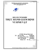 BÁO CÁO THÍ NGHIỆM THỰC HÀNH GIÁM ĐỊNH VI SINH VẬT