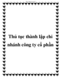 Thủ tục thành lập chi nhánh công ty cổ phần