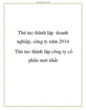 Thủ tục thành lập doanh nghiệp, công ty năm 2014