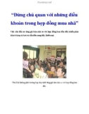 'Đừng chủ quan với những điều khoản trong hợp đồng mua nhà