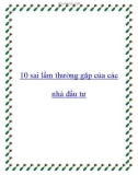 10 sai lầm thường gặp của các nhà đầu tư