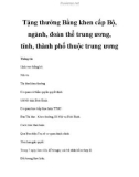 Tặng thưởng Bằng khen cấp Bộ, ngành, đoàn thể trung ương, tỉnh, thành phố thuộc trung ương