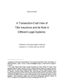 A Transaction-Cost View of Title Insurance and its Role in Different Legal Systems