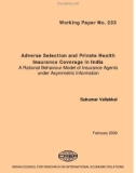 Adverse Selection and Private Health Insurance Coverage in India