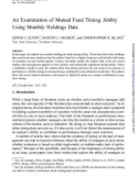 An Examination of Mutual Fund Timing Ability Using Monthly Holdings Data