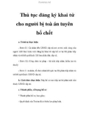 Thủ tục đăng ký khai tử cho người bị toà án tuyên bố chết