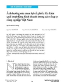 Ảnh hưởng của mua lại cổ phiếu lên hiệu quả hoạt động kinh doanh trong các công ty công nghiệp Việt Nam