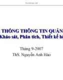 HỆ THỐNG THÔNG TIN QUẢN LÝ - KHẢO SÁT, PHÂN TÍCH, THIẾT KẾ HỆ THỐNG