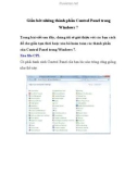 Giấu bớt những thành phần Control Panel trong Windows 7- P1