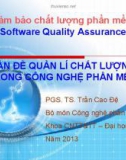 Bài giảng Đảm bảo chất lượng phần mềm: Vấn đề quản lý chất lượng trong công nghệ phần mềm - PGS.TS. Trần Cao Đệ