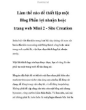 Làm thế nào để thiết lập một Blog Phần lợi nhuận hoặc trang web Mini 2 - Site Creation