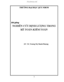 Bài giảng Nghiên cứu định lượng trong Kế toán-Kiểm toán: Phần 1 - TS. Trương Thị Thanh Phượng