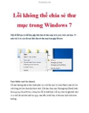 Lỗi không thể chia sẻ thư mục trong Windows 7