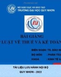 Bài giảng Pháp luật về Thuế và kế toán thuế: Chương 1 - TS. Đào Nhật Minh