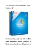 Khôi phục mật khẩu Administrator trong Windows XP