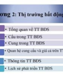 Bài giảng Quản lý đầu tư kinh doanh bất động sản - Chương 2: Thị trường bất động sản