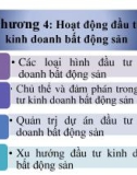 Bài giảng Quản lý đầu tư kinh doanh bất động sản - Chương 4: Hoạt động đầu tư kinh doanh bất động sản