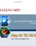 Bài giảng Tài chính doanh nghiệp nâng cao: Chương 0 - ThS. Bùi Ngọc Toản