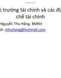 Bài giảng Thị trường tài chính và các định chế tài chính: Chương 1 - GV. Nguyễn Thu Hà