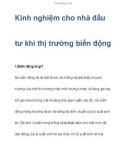 Kinh nghiệm cho nhà đầu tư khi thị trường biến động