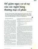 Để giảm nguy cơ vỡ nợ của các ngân hàng thương mại cổ phần