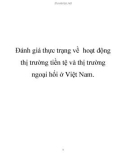 Đánh giá thực trạng về hoạt động thị trường tài chính tiền tệ và thị trường ngoại hối ở Việt Nam