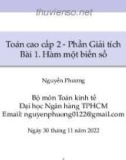 Bài giảng Toán cao cấp 2: Phần Giải tích - Nguyễn Phương