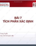 Bài giảng Toán cao cấp cho các nhà kinh tế 2: Bài 7 - ThS. Đoàn Trọng Tuyến