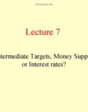 Lecture Money, Banking & Finance - Lecture 7: Intermediate Targets, Money Supply or Interest rates?