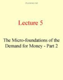 Lecture Money, Banking & Finance - Lecture 5: The Micro-foundations of the Demand for Money - Part 2