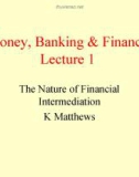 Lecture Money, Banking & Finance (2) - Lecture 1: The Nature of Financial Intermediation