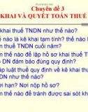 Chuyên đề 3: KÊ KHAI THUẾ VÀ QUYẾT TOÁN THUẾ TNDN