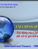 Bài giảng Tài chính Quốc tế - Chương 11: Tác động của Chính phủ đối với tỷ giá hối đoái