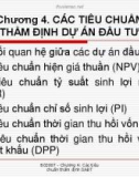 CÁC TIÊU CHUẨN THẨM ĐỊNH DỰ ÁN ĐẦU TƯ