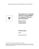 The Impact of a Corporate Culture of Sustainability on Corporate Behavior and Performance