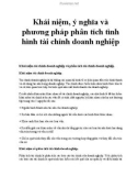 Khái niệm, ý nghĩa và phương pháp phân tích tình hình tài chính doanh nghiệp