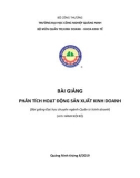 Bài giảng Phân tích hoạt động sản xuất kinh doanh: Phần 1 - Trường ĐH Công nghiệp Quảng Ninh