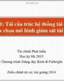 Bài giảng Bài 11: Tái cấu trúc hệ thống tài chính và lựa chọn mô hình giám sát tài chính - Trần Thị Quế Giang