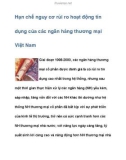 Hạn chế nguy cơ rủi ro hoạt động tín dụng của các ngân hàng thương mại