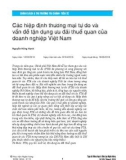 Các hiệp định thương mại tự do và vấn đề tận dụng ưu đãi thuế quan của doanh nghiệp Việt Nam