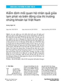 Kiểm định mối quan hệ nhân quả giữa lạm phát và biến động của thị trường chứng khoán tại Việt Nam