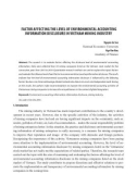 Factor affecting the level of environmental accounting information disclosure in Vietnam mining industry