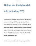 Những lưu ý khi giao dịch trên thị trường OTC