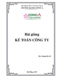 Bài giảng Kế toán công ty - ThS. Trương Văn Trí (ĐH Đông Á)