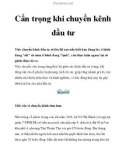 Cẩn trọng khi chuyển kênh đầu tư