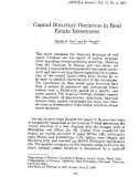 Capital Structure Decisions In Real Estate Investment